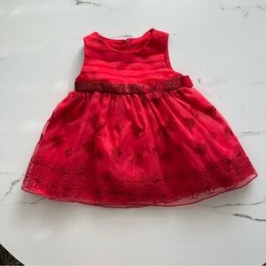Princess Faith Floral Tulle Dress | Baby Red Dress | Baby Formal Dress | 12M
